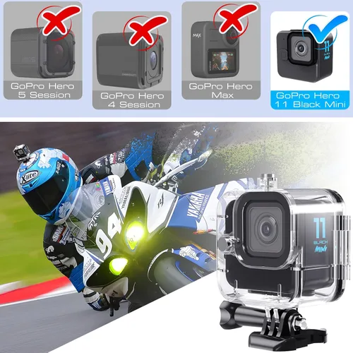 Vista 2 de HONGDAK Carcasa impermeable para GoPro Hero11 Black Mini, carcasa protectora de buceo de 169 pies para Hero 11 Mini funda de buceo subacuática