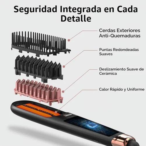 Vista 5 de TOME Cepillo de pelo de vapor, 2 niveles de vapor, 3 calor 360–430°F Negro