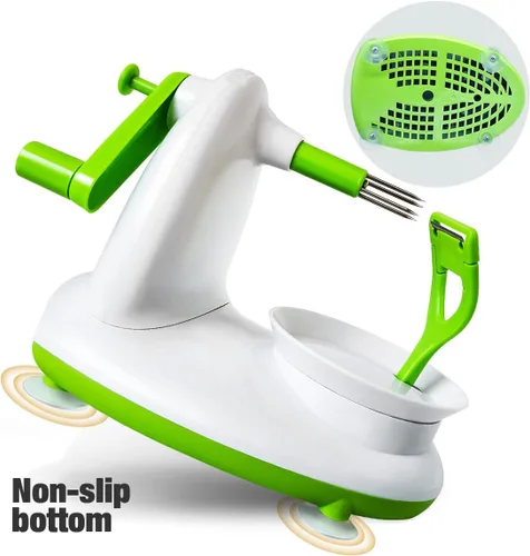 Vista 5 de Pelador y descorazonador de manzana mejorado para manzana, pera y cítricos, dispositivo de cocina giratorio manual, incluye 2 cabezales de repuesto