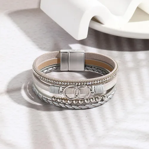 Vista 6 de Long tiantian Pulseras de cuero boho para mujer, lindas pulseras apilables de verano con corazón para mujer, regalos de moda 2024