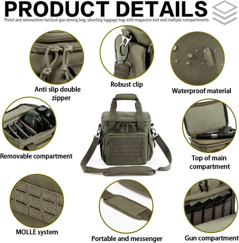 Vista 4 de Bolsa para el rango, estuche para pistola, bolsas de rango de estuche suave para pistolas y municiones con doble capa a prueba de explosiones