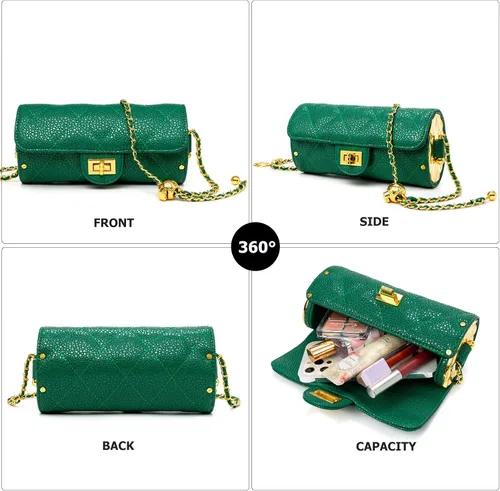 Vista 4 de Sweetovo Bolso cruzado acolchado para mujer, bolso de mano con cadena, bolso de mano, tela de caviar con bola metálica ajustable