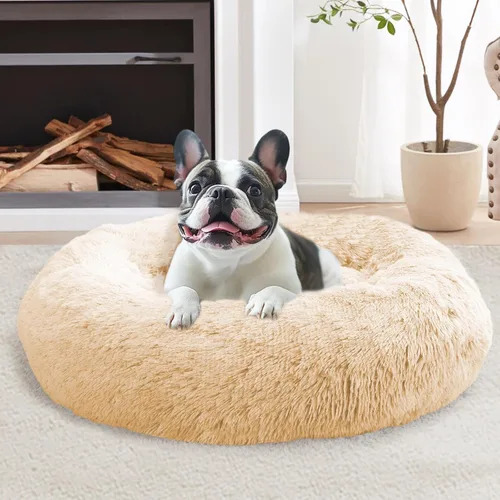 Vista 69 de JOLLYVOGUE - Cama calmante para perros y gatos pequeños y medianos, antiansiedad, redonda, suave, acogedora con parte inferior antideslizante