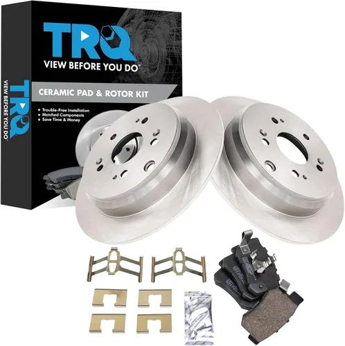 Vista 113 de TRQ Juego de pastillas de freno y rotor de cerámica trasera compatible con Honda Accord V6 1998-02 3.0L con frenos de disco traseros 02-06 Acura RSX