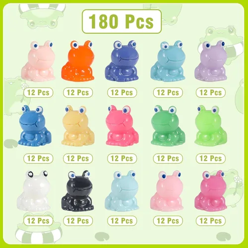 Vista 2 de Diinokiy 180 piezas de mini rana de resina para decoración de jardín, bonitas figuras verdes en miniatura, ranas pequeñas, hadas, animales, musgo