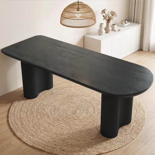 Vista 10 de Guyii Mesa de comedor de 55.11 pulgadas, mesa de cocina moderna para 6 personas, mesa de comedor interior para cocina, bar, sala de estar, espacio