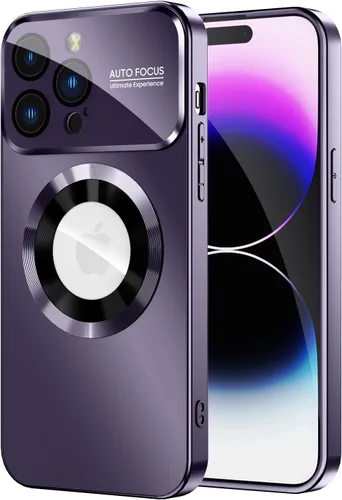 Vista 35 de MAKAVO Funda magnética para iPhone 12 Pro, compatible con MagSafe, protector de lente de cámara integrado, vista de logotipo, funda de teléfono a