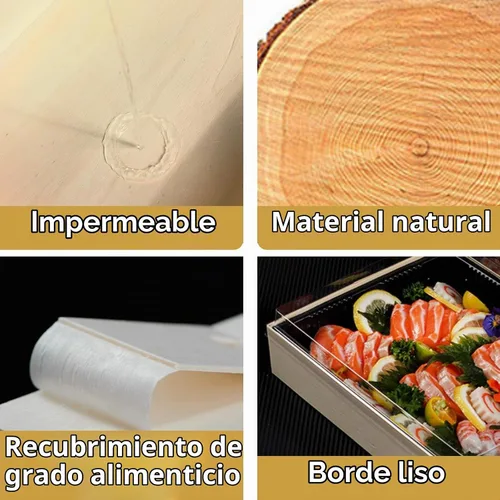 Vista 5 de Contenedores desechables de madera Bento To Go para comida, 25 piezas, cajas Bento asiáticas de madera para llevar con tapas, caja de panadería a