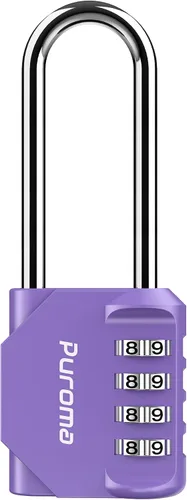 Vista 11 de Puroma Paquete de 1 Candado de Combinación de Grillete Largo de 2.6 Pulgadas, 4 Dígitos, Impermeable para Exteriores, para Cerrojo de Pestillo Negro