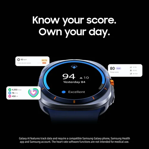 Vista 7 de Samsung Galaxy Watch Ultra (2025) - Reloj inteligente LTE de 1.850 in, carcasa de titanio, entrenamiento avanzado del sueño, entrenador de correr