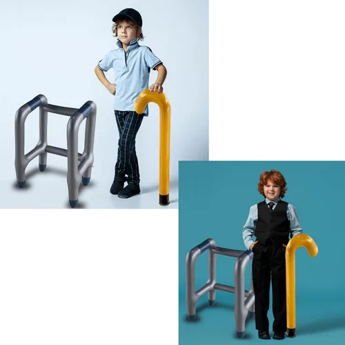 Vista 5 de 4E's Novelty Bastón inflable de anciano – Bastón inflable con muleta de bastón inflable, disfraz de anciano para el día de la escuela, accesorios