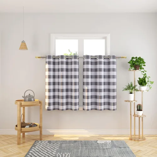 Vista 43 de Cortinas de 24 pulgadas de largo con diseño Buffalo Check Gingham Plaid para ventanas de cocina y baño, tratamiento para ventanas con 2 paneles