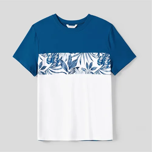 Vista 3 de PATPAT Conjunto de vestidos a juego para la familia, para la playa, para mamá y yo, con estampado floral tropical, vestido largo y camisas