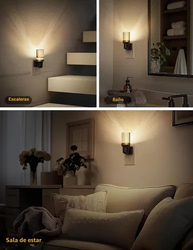 Vista 5 de JandCase Luz Nocturna, Luces Nocturnas Regulables Enchufables en la Pared, Sensor de Luz Nocturna de Encendido/Apagado Automático, Luz Nocturna LED