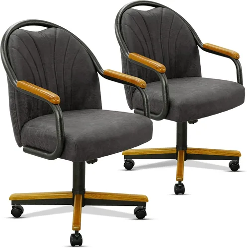 Vista 45 de Chromcraft Juego de 1 silla, silla con ruedas dobles suaves para cocina
