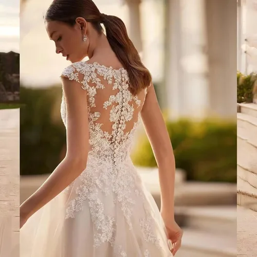 Vista 20 de Vestido de novia formal sin tirantes con encaje, largo de sirena para mujer 2019 WD162