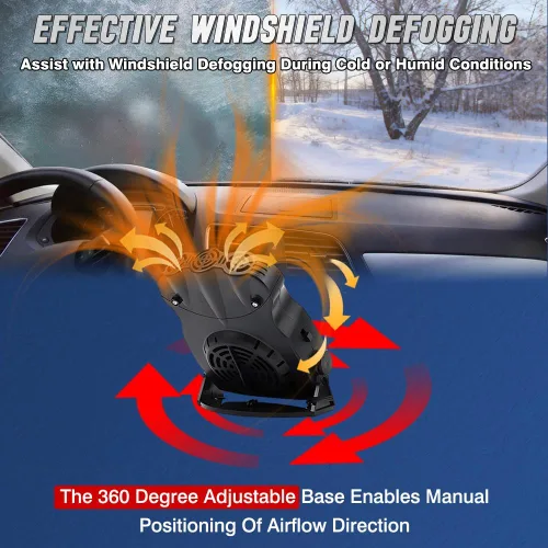 Vista 5 de MASO Calentador de automóvil, desempañador portátil de 12 V 150 W con ventilador de calefacción/refrigeración y encendedor de cigarrillos