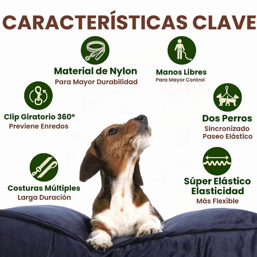Vista 4 de Correa de perro manos libres para 2 perros con asas acolchadas y bolsa