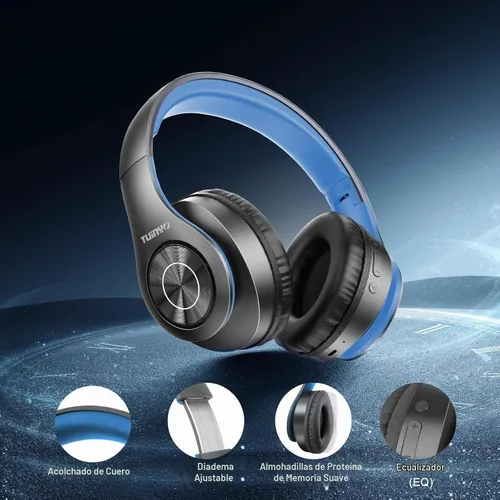 Vista 5 de Tuinyo Audífonos inalámbricos Bluetooth, auriculares estéreo, 35 horas de tiempo de reproducción inalámbrica, con graves profundos, orejeras