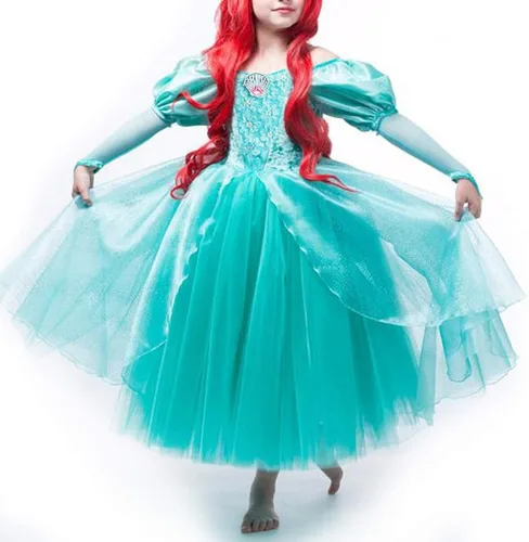 Vista 2 de TYHTYM Deluxe Princess Costumes Little Girls Dress Kids Fancy Gown Cosplay Halloween Party