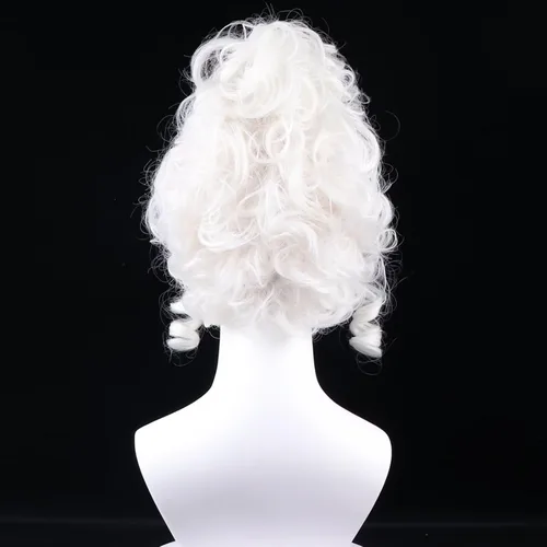 Vista 44 de Pelucas de disfraz de cosplay azul claro de 16 pulgadas para mujer, de 16 pulgadas, con flequillo lateral