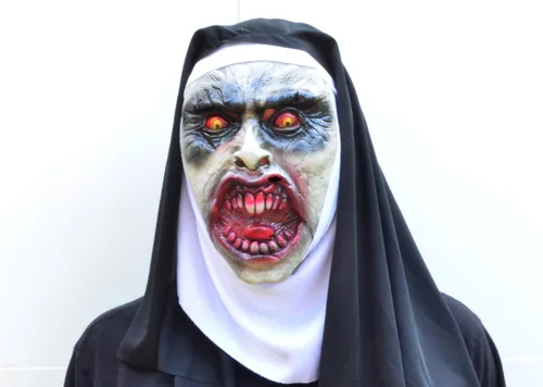 Vista 5 de Acid Tactical VALAK - Máscara de látex espeluznante de película de monja con velo de capucha
