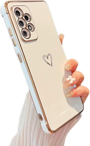 Vista 107 de ZTOFERA Funda diseñada para Google Pixel 7a, bonito diseño de corazones de amor con borde chapado y protección de lente de cámara, para Google Pixel