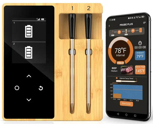 Vista 9 de Termómetro Inalámbrico para Carne con Alertas en Tiempo Real - Sonda Bluetooth Inteligente para Barbacoa, Parrilla, Horno, Ahumador - Bluetooth