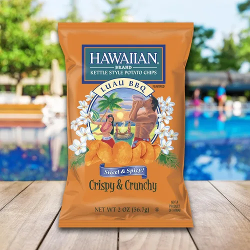 Vista 7 de Hawaiian Brand Kettle Style Papas Fritas Surf Pack, 18 Bolsas de Porción Individual (1 oz Cada Una) – Incluye Sabores Sweet Maui Onion, Luau BBQ