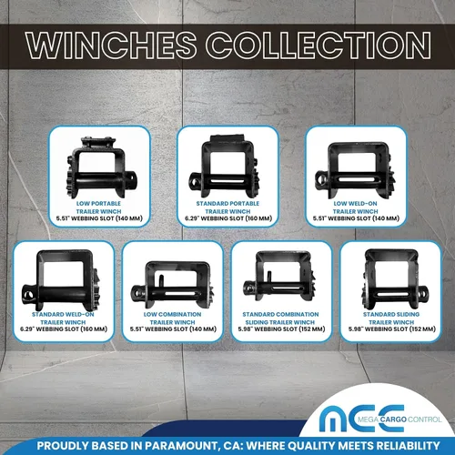 Vista 6 de Mega Cargo Control Paquete de 1 cabrestante combinado de 4" para remolque de plataforma plana 5.512 in accesorios de equipo para sistema de amarre