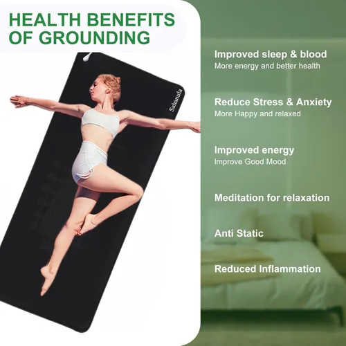 Vista 3 de Alfombrilla de yoga Grounding – Almohadilla de ejercicio de fitness, 71 x 24 pulgadas, almohadilla de tierra antideslizante mejorada con cable de 15