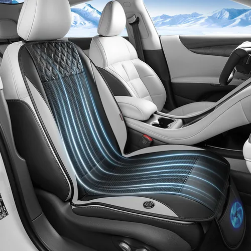 Vista 10 de Coverado Cojín de asiento refrescante para automóvil, funda de asiento transpirable ventilada con 3 ajustes de flujo de aire ajustables, almohadilla