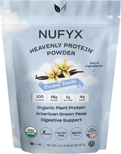 Vista 11 de NUFYX® Proteína en polvo de propiedad familiar, a base de plantas orgánicas, hecha con guisantes 100% cultivados en Estados Unidos, 0.71 onzas