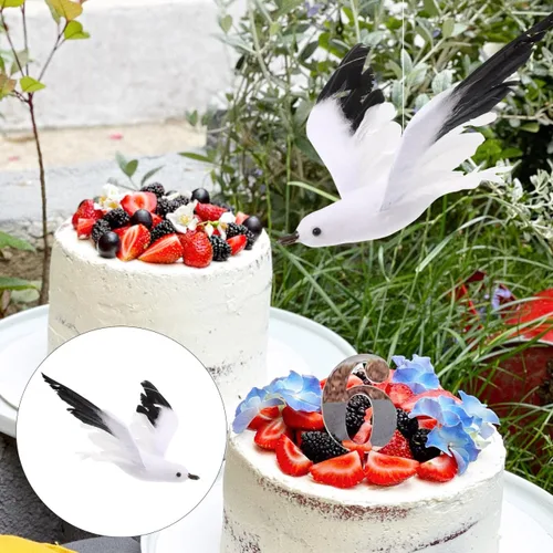 Vista 5 de jojofuny Adorno colgante con forma de gaviota, paquete de 3 unidades, decoración artificial de pájaro volador para fiestas, bodas, hogar, jardín