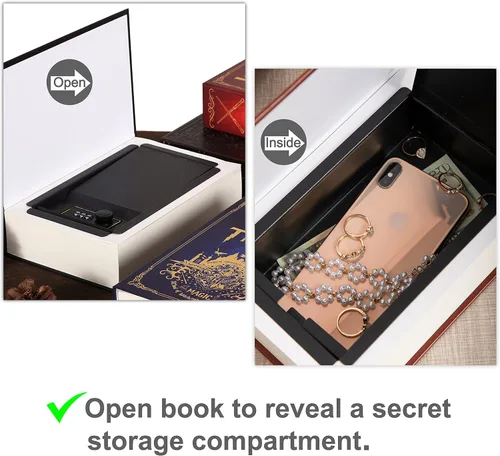 Vista 6 de Caja fuerte con diseño de páginas reales de 50 estados con cerradura de combinación, cajas de seguridad para guardar libros para artículos
