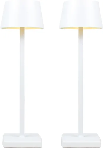 Vista 9 de Paquete de 2 lámparas de mesa LED inalámbricas recargables, lámpara de escritorio alimentada por batería de 5200 mAh, luz de metal portátil USB