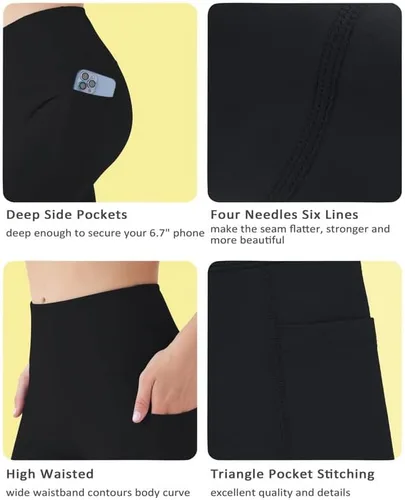 Vista 5 de YOGAFREE Pantalones cortos de ciclismo para mujer, cintura alta, pantalones cortos de entrenamiento elásticos en 8 direcciones, pantalones cortos