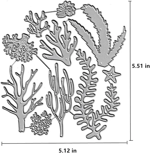 Vista 2 de Troqueles de corte de coral de algas marinas, caracolas de estrella de mar de mar, plantillas de metal en relieve para tarjetas de álbumes
