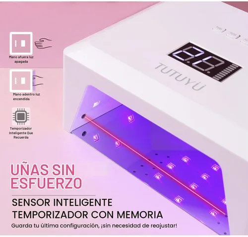 Vista 2 de Lámpara de uñas LED UV de 72 W, secador de uñas de diseño compacto para esmalte de gel con 4 temporizadores, sensor automático, longitud de onda