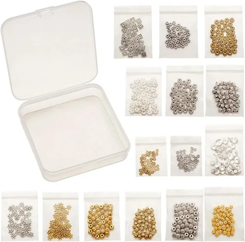 Vista 4 de Craftdady 600 cuentas espaciadoras tibetanas de 10 estilos, colores mezclados, aleación de metal, dijes para pulseras, collares, suministros