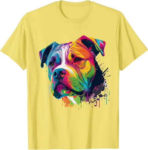 Vista 77 de Colorful American Bulldog American Bully Men Women T-Shirt Asphalt Grey