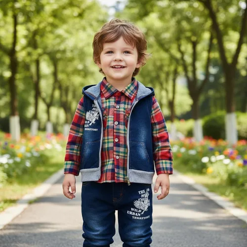 Vista 5 de Yao 9M-5T Conjunto de Ropa para Bebés Niños, 3 piezas, Camisa de Algodón, Jeans, Chaleco de Mezclilla para Primavera - Otoño