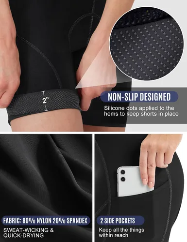 Vista 4 de IUGA Pantalones cortos de ciclismo acolchados para mujer, 4D, transpirables, con relleno, pantalones cortos de ciclismo de montaña con bolsillos