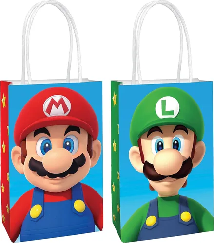 Vista 4 de Bolsas de papel kraft impresas – 5.25 x 8.5 x 3.25 pulgadas, 8 piezas – perfectas para fiestas, regalos y golosinas, Baby Shark