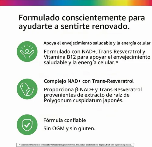 Vista 4 de Rainbow Light NAD + Trans-Resveratrol Multi Colágeno 60 Cápsulas
