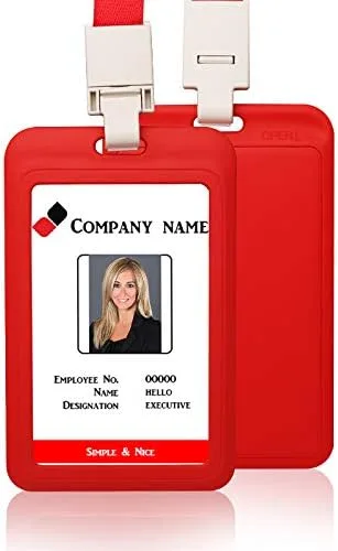 Vista 9 de Estuche protector de plástico vertical negro duro con ventana transparente con cordón desmontable para tarjetas de identificación de oficina