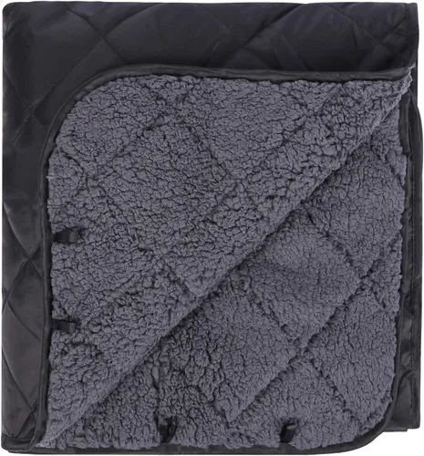 Vista 11 de REDCAMP Manta grande para acampar con forro sherpa, color negro, 59 x 50