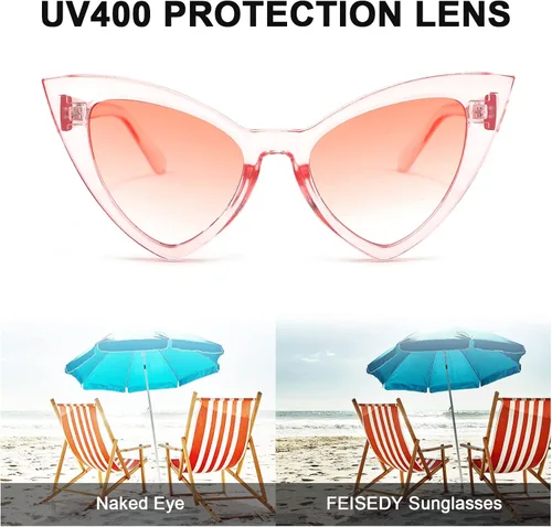 Vista 4 de FEISEDY Lentes de sol retro de ojo de gato para mujer, estilo vintage, B2235