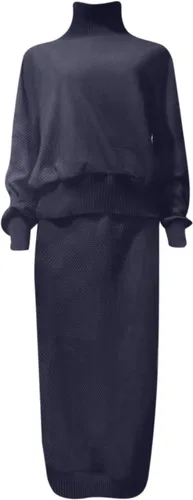 Vista 2 de FAMOORE Control High Waist Swimsuit Set Outfits Mock Neck Long Sleeve Sweater Knit Maxi Long Skirt Sets Sweatsuit Evening