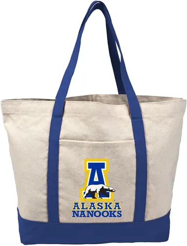Vista 18 de Campus Lab Bolsa de lona con logotipo primario colegiado con bolsillo externo, bolsa de hombro reutilizable para ir de compras, playa Águilas A&m